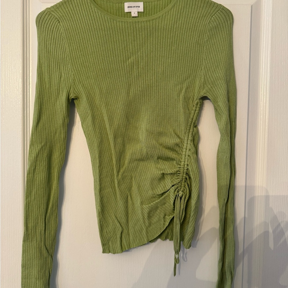 Song of Style Olive Ribbed Long Sleeve Top